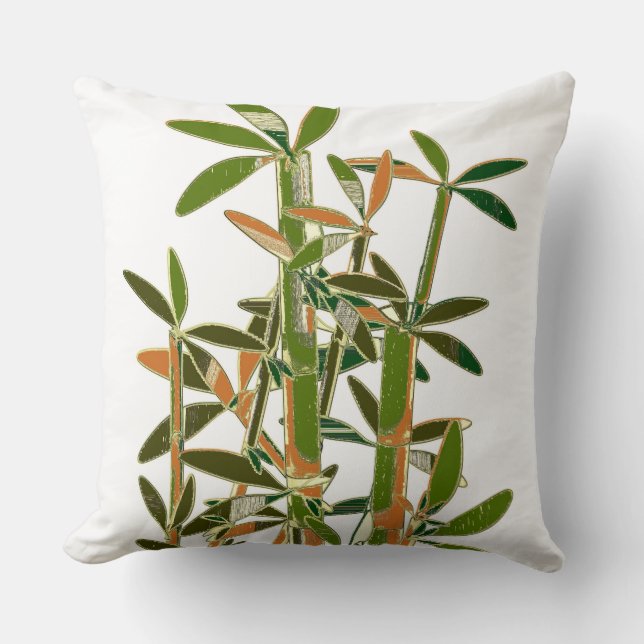 Coussin Bambou vert isolé sur arrière - plan blanc (Recto)