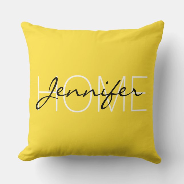 Coussin Banana jaune couleur maison monogramme (Recto)