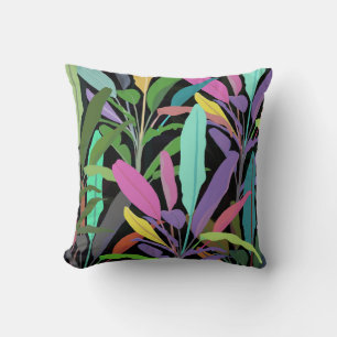 Coussin Banane colorée tropicale Feuille Motif noir