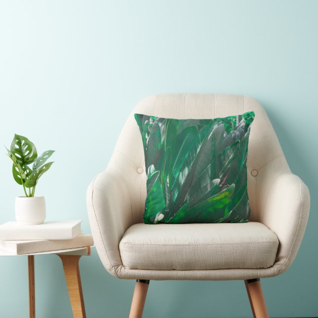 Coussin Banane verte plante pastel feuille (Chaise)