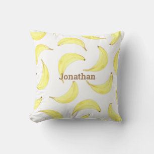 Coussin Bananes Jaune Nom simple Typographie des fruits