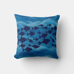 Coussin Banc de poissons de la marine Thème Océan Vagues d