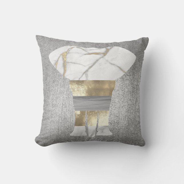Coussin Bandage Eléphant Conceptuel Gris Or Argent (Recto)