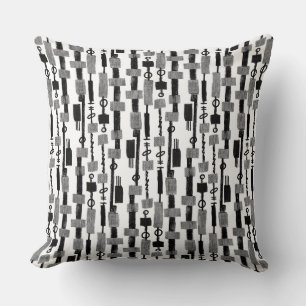 Coussin Bande Abstraite - Noir sur Blanc