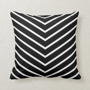 Coussin Bande Chevron Noir & Blanc Décorée