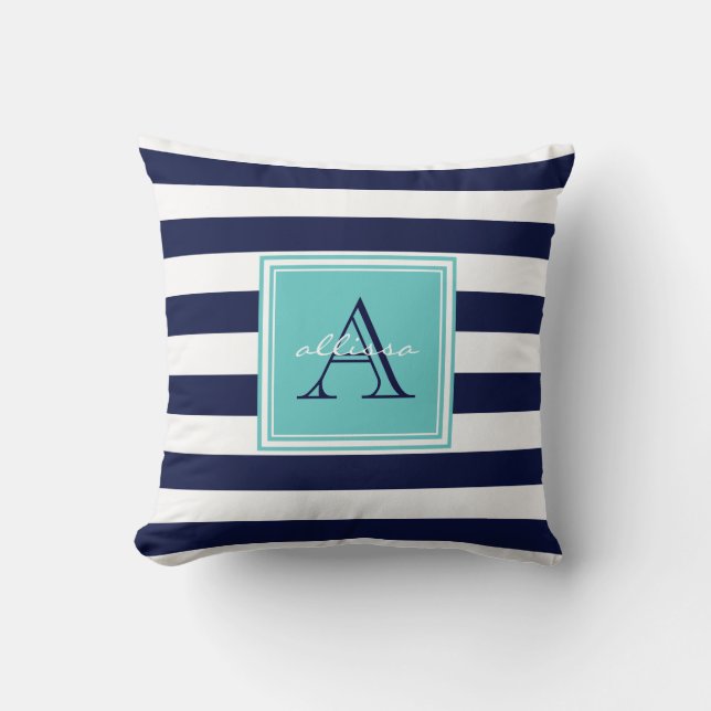 Coussin Bande d'aileron monogrammée de la marine (Recto)