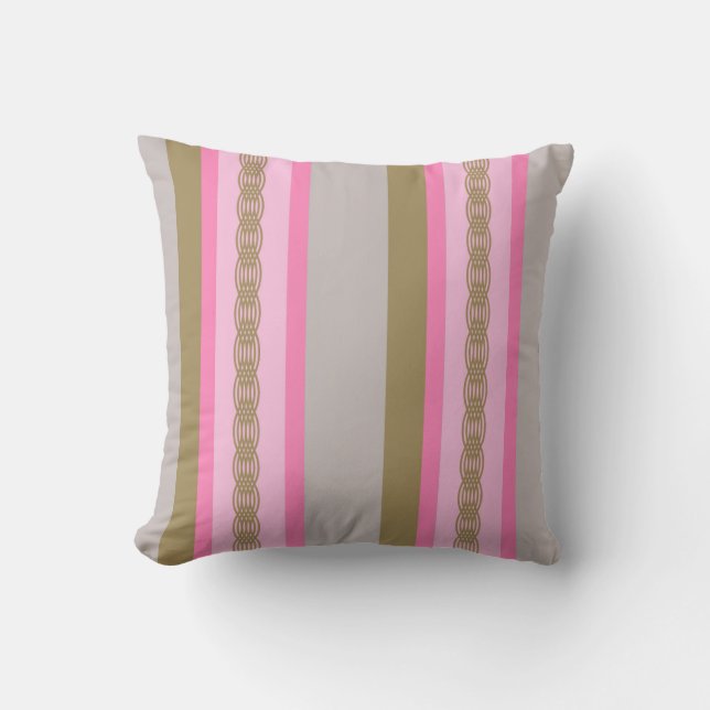 Coussin Bande d'auvent du milieu du siècle - gris / gris,  (Recto)
