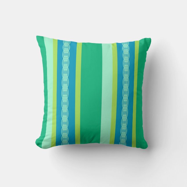 Coussin Bande d'auvent du milieu du siècle - vert jade (Recto)