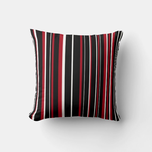 Coussin Bande de codes à barres noir, rouge foncé et blanc (Recto)