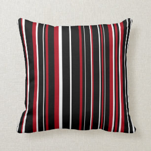 Coussin Bande de codes à barres noir, rouge foncé et blanc