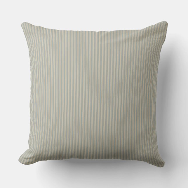 Coussin Bande de cueillette beige et gris (Recto)