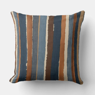 Coussin Bande de cuivre et de brun bleu denim