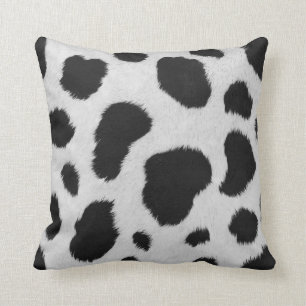 Coussin Bande de fausse fourrure blanche et noire motif