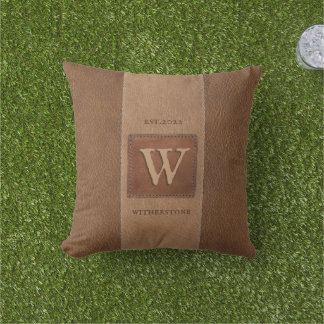 Coussin Bande de ton en cuir Brown vertical