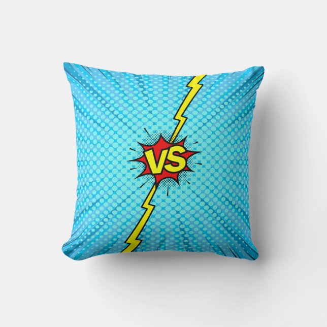 Coussin Bande dessinée contre arrière - plan, style pop-ar (Recto)