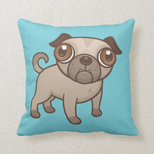 Coussin Bande dessinée de chiot de carlin