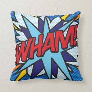 Coussin Bande dessinée de plaisir moderne Pop Art WHAM OMG