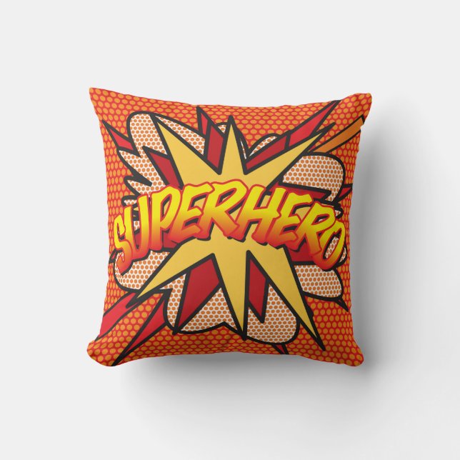 Coussin Bande dessinée de super-héros cool moderne amusant (Recto)