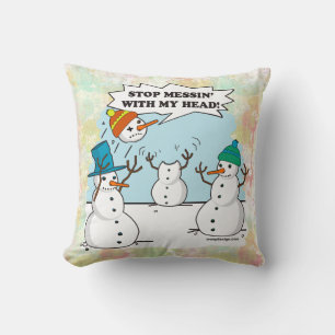 Coussin Bande dessinée drôle de bonhommes de neige d'hiver
