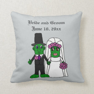 Coussin Bande dessinée drôle de mariage de jeunes mariés