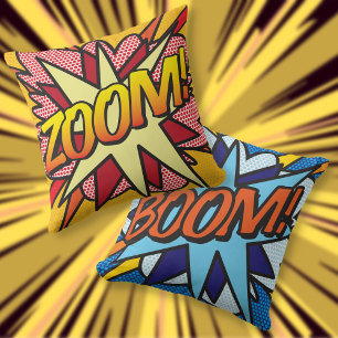 Coussin Bande dessinée moderne BOOM ZOOM Pop Art