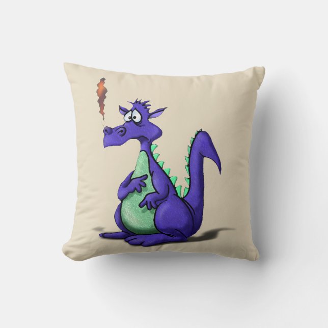 Coussin Bande dessinée pourpre inquiétée de dragon (Recto)