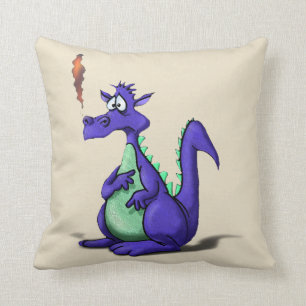 Coussin Bande dessinée pourpre inquiétée de dragon