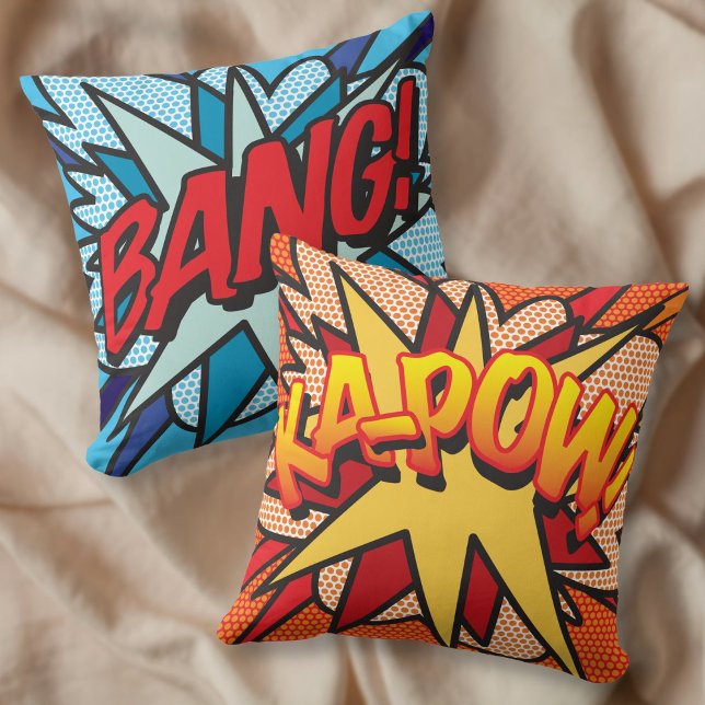 Coussin Bande dessinée rétro Pop Art BANG KA-POW  (Créateur téléchargé)