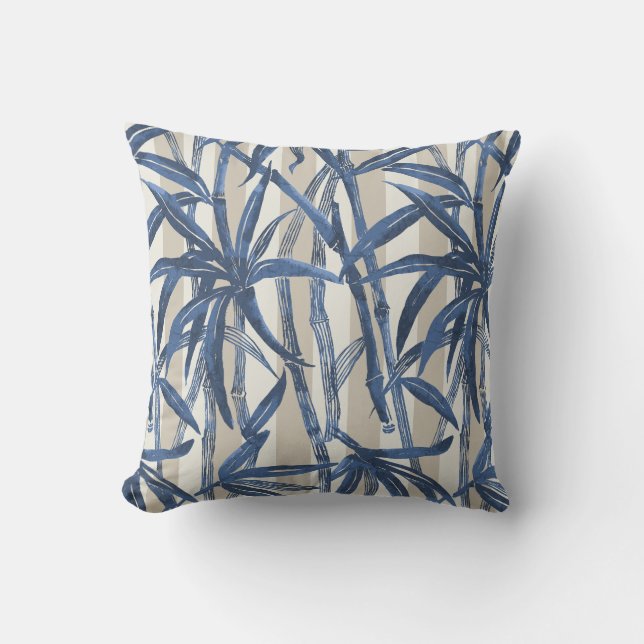 Coussin Bande hawaïenne de la jungle de bambou - Marine et (Recto)
