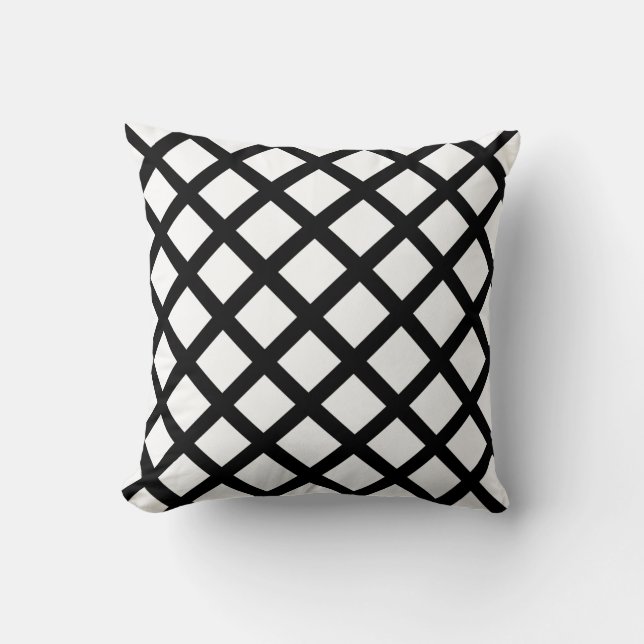 Coussin Bande rayée Noir Blanc Personnalisé Jeu d'oreiller (Recto)