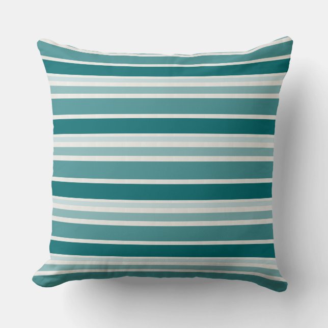 Coussin Bande turquoise Et Blanche (Recto)