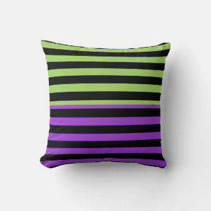 Coussin Bande verte violette et noire d'Halloween
