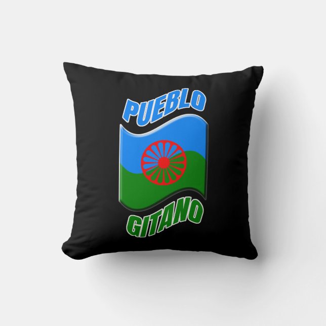 Coussin Bandera gitana. Cojín negro personalizado.  (Recto)