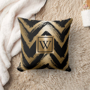 Coussin Bandes à pinces noires et dorées