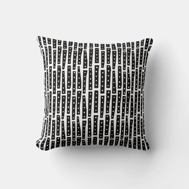 Coussin Bandes Abstraites 101119 Vertical - Noir sur Blanc (Recto)