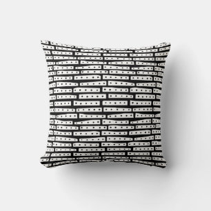 Coussin Bandes Abstraites - Blanc sur Noir