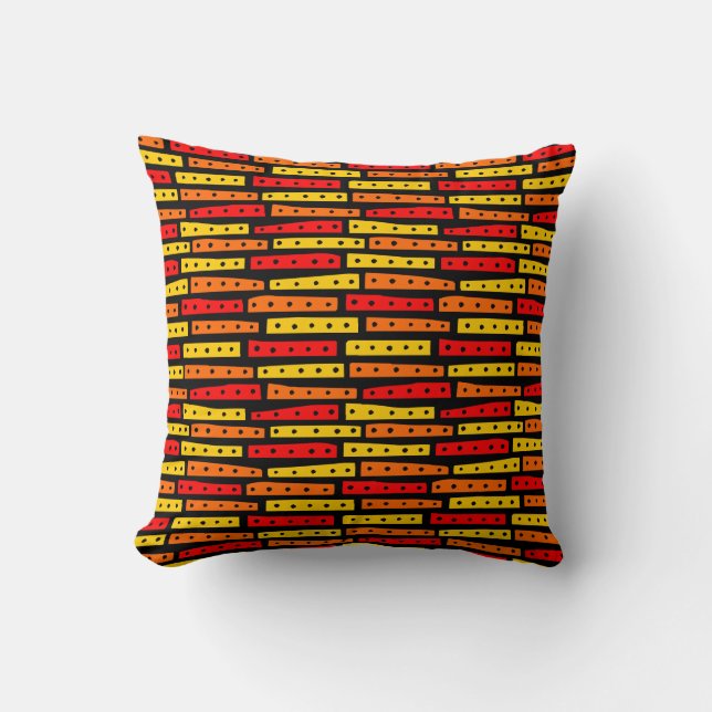 Coussin Bandes Abstraites - Couleurs 03 sur Fond Noir (Recto)