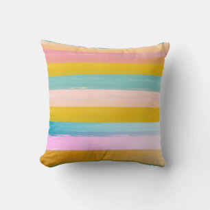 Coussin Bandes Abstraites d'aquarelle simple en rose