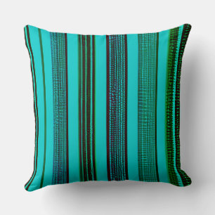 Coussin Bandes abstraites profondes bleues et argentées