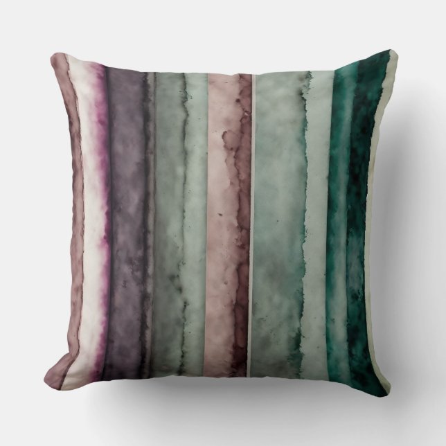 Coussin Bandes abstraites turquoises et violettes (Recto)