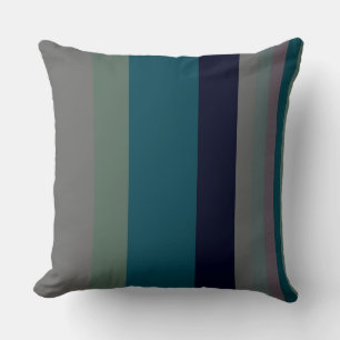 Coussin Bandes Abstraites vertes, Turquoises et roses