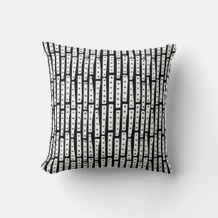 Coussin Bandes Abstraites verticales - Blanc sur noir