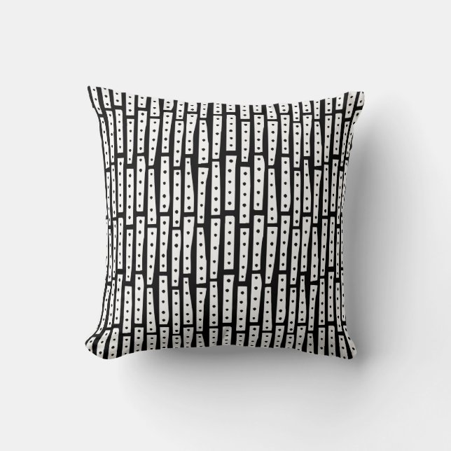 Coussin Bandes Abstraites verticales - Blanc sur noir (Recto)