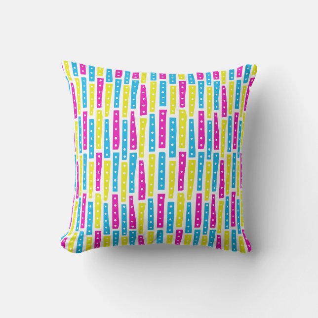 Coussin Bandes Abstraites verticales - Couleurs 02 sur bla (Recto)