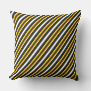 Coussin Bandes arc-en-ciel blanc jaune