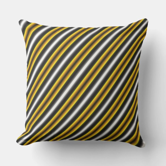 Coussin Bandes arc-en-ciel blanc jaune (Recto)