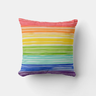 Coussin Bandes arc-en-ciel inondées