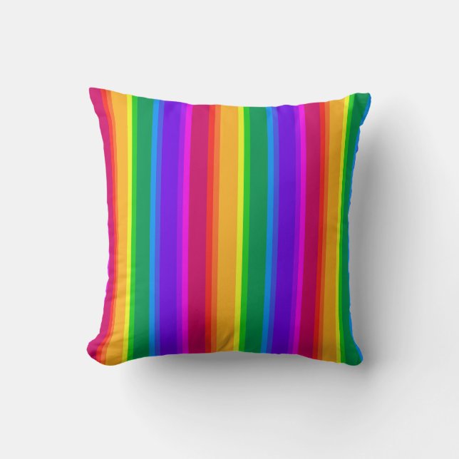 Coussin Bandes arc-en-ciel irrégulières (Recto)