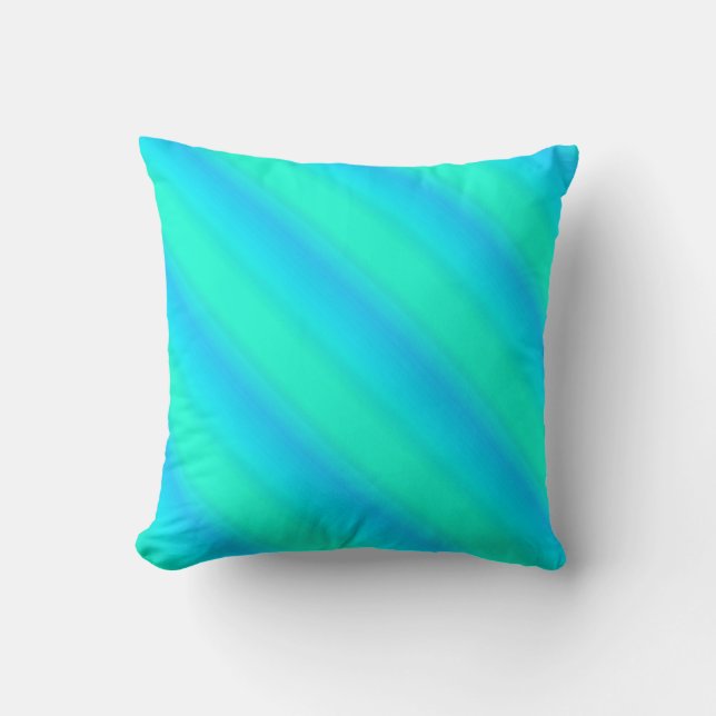 Coussin Bandes aurora - bleu, aqua, turquoise (Recto)