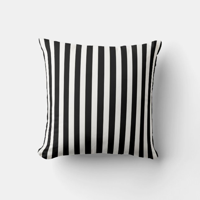 Coussin Bandes automnales noires avec monogramme (Recto)